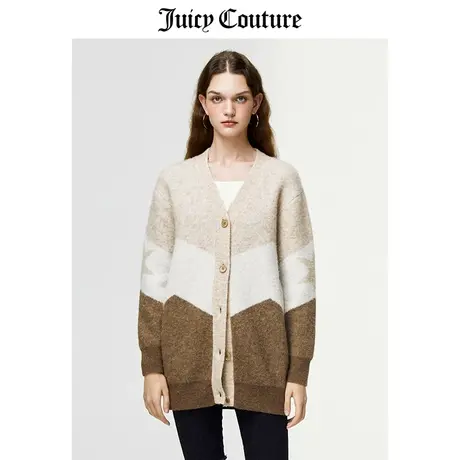 Juicy Couture橘滋毛衣女美式春季新款提花毛织开衫宽松长袖毛衣商品大图