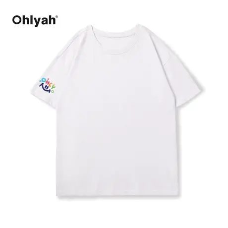 Ohlyah新疆棉重磅230g圆领短袖t恤女纯棉简约上衣白色打底定制图片