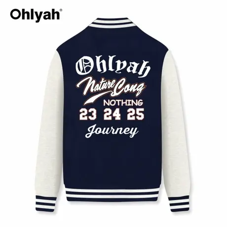 Ohlyah撞色棒球服女韩版ins学院风时尚休闲夹克宽松百搭外套潮牌商品大图