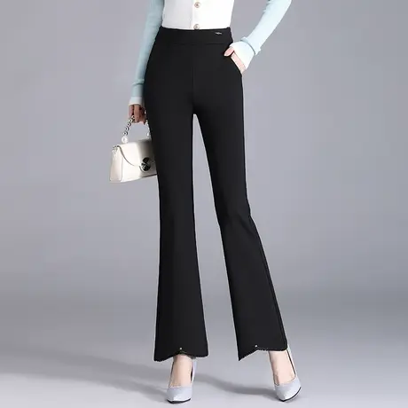 时尚鱼尾裤女2023秋季新款微喇裤黑色显瘦高腰小个子通勤职业长裤商品大图