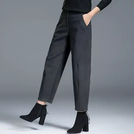 毛呢裤女春秋大码女裤2023新款休闲裤子九分老爹萝卜裤灯笼哈伦裤图片