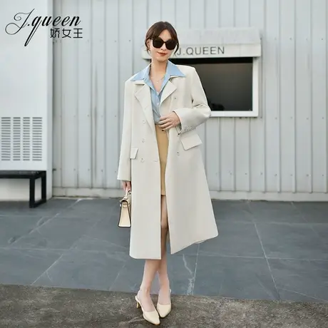 长款西装外套女2023秋季新款气质百搭时尚垂感过膝双排扣正肩大衣图片