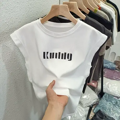 设计感小众短袖T恤女宽松纯棉夏装百搭韩版显瘦飞飞袖上衣服潮ins图片