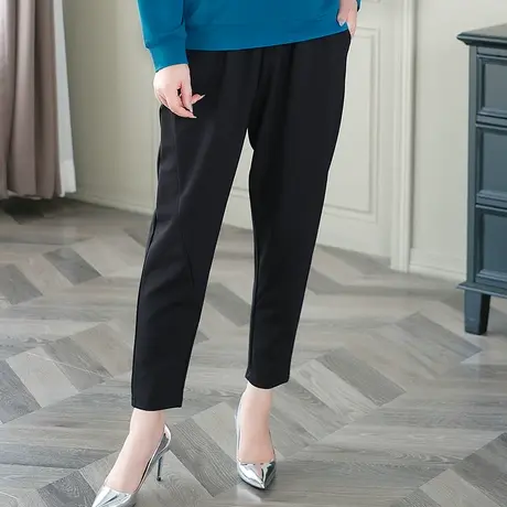 胯大腿粗女裤子胖妹妹九分裤宽松大码女裤子胖mm显瘦黑色休闲裤潮商品大图