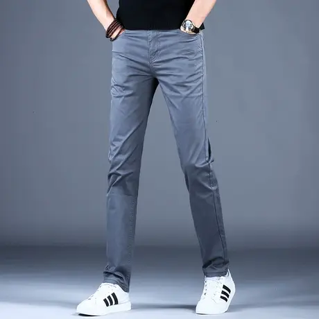 2023男士新款休闲牛仔裤男款裤子修身灰色小直筒潮牌四季百搭休闲商品大图