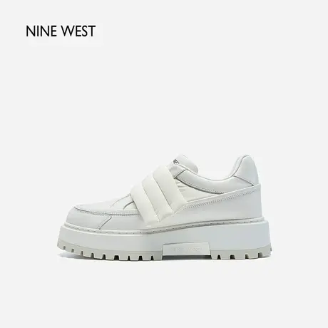 Nine West/玖熙时尚休闲鞋春夏新款魔术贴小白鞋女厚底增高板鞋图片