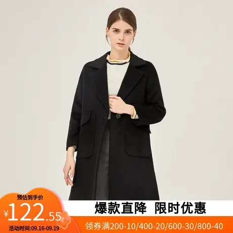 【艾格】2023秋冬季新品时尚个性舒适西装领一粒扣毛呢大衣女图片