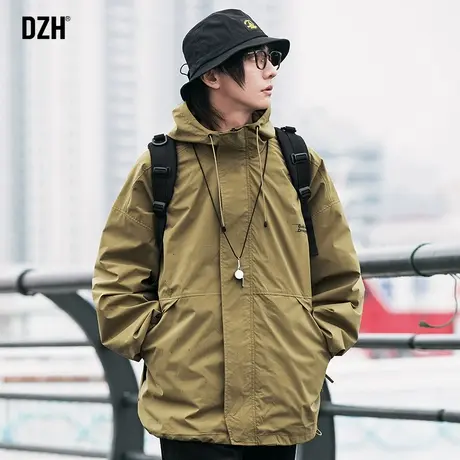 男生休闲防风外套男秋季潮牌美式夹克连帽上衣户外冲锋衣男款衣服图片