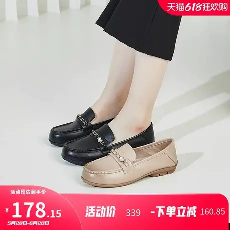 康奈女鞋2025春季新品英伦复古气质皮鞋百搭经典圆头低跟简约单鞋图片