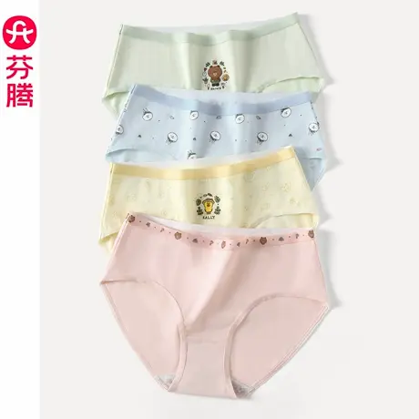芬腾纯棉内裤女7A抗菌裆中腰提臀三角裤可爱少女布朗熊透气短裤头图片