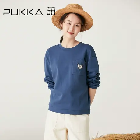 蒲PUKKA 女装棉质卫衣秋季新款设计感时尚套头衫女商场同款图片