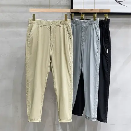 铜氨丝男裤夏季薄款冰丝新款直筒商务通勤休闲长裤男士休闲九分裤图片