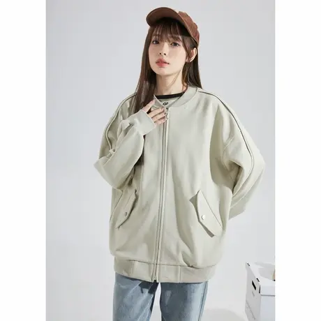 唐狮棒球服外套女春秋新款美式设计感宽松休闲针织开衫春秋商品大图