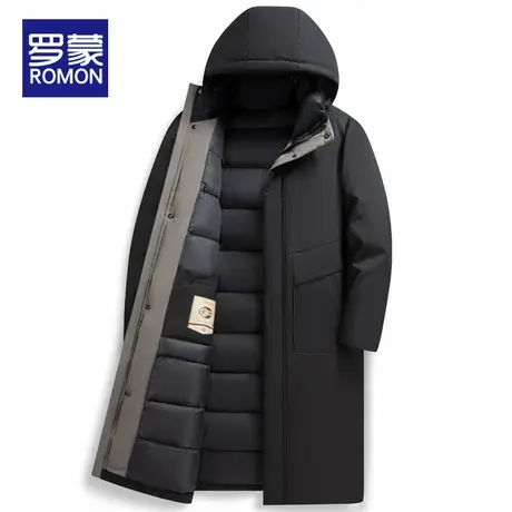 罗蒙棉服男中长款冬季2025新款中年爸爸冬装棉衣外套加厚连帽上衣图片