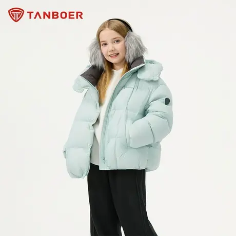 坦博尔秋冬新款儿童连帽轻盈羽绒服简约休闲纯色保暖外套商品大图