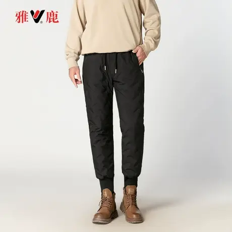 雅鹿中老年羽绒裤男外穿2025新款加厚防风防寒裤高腰保暖加绒棉裤图片