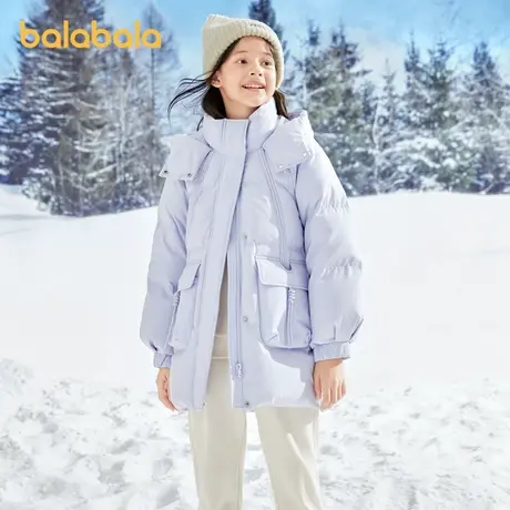 巴拉巴拉女童羽绒服冬季童装中大童加厚外套连帽保暖甜美韩版时尚商品大图