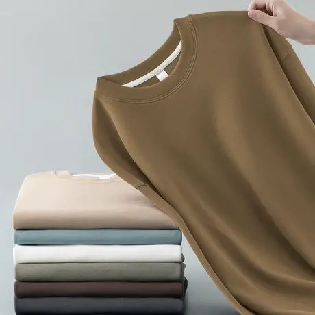 350g重磅套头卫衣男春秋季上衣无帽圆领宽松潮流休闲百搭长袖t恤商品大图