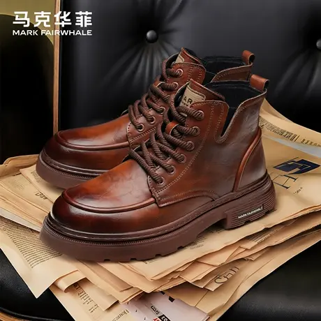 马克华菲马丁靴经典复古工装靴男靴2025秋季新款真皮男鞋高帮靴子商品大图
