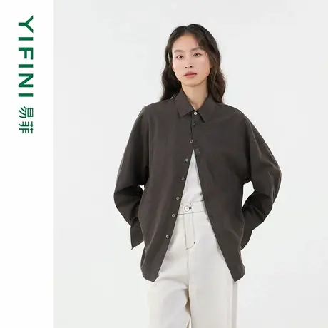 [专柜同款]Yifini/易菲2025秋季新款男女同款时尚百搭衬衫上衣女商品大图