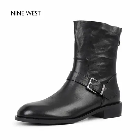 奥莱专供Nine West/玖熙英伦风复古厚底马丁靴烟筒靴新款短靴女冬图片