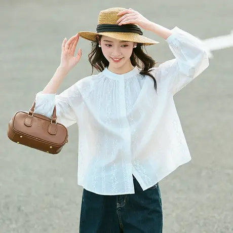 唐狮长袖衬衫女秋衬衣清新简约设计百搭气质精致超好看上新装tuTA商品大图