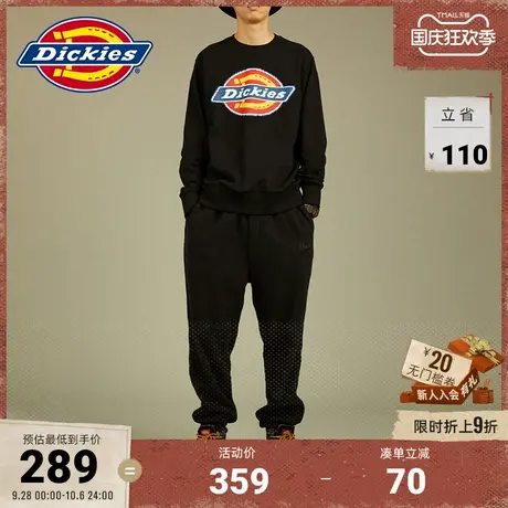Dickies23秋冬新款 三原色大logo圆领毛圈美式卫衣 男女同款图片