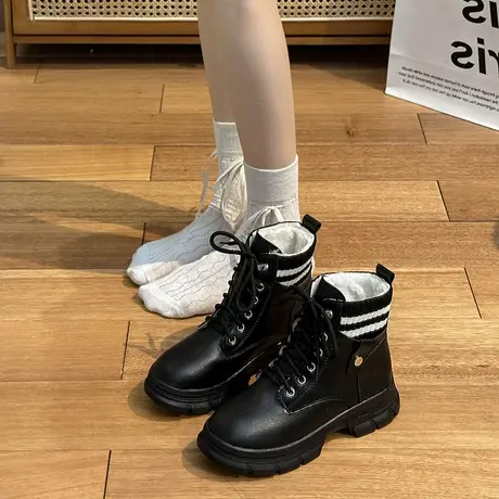 马丁靴女2023年秋冬新款女鞋子加绒加厚保暖雪地靴防水防滑棉鞋冬商品大图