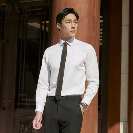 雅戈尔奥莱 男装TNDP200支纱秋新商务DP免烫装衬隐竖条纹图片