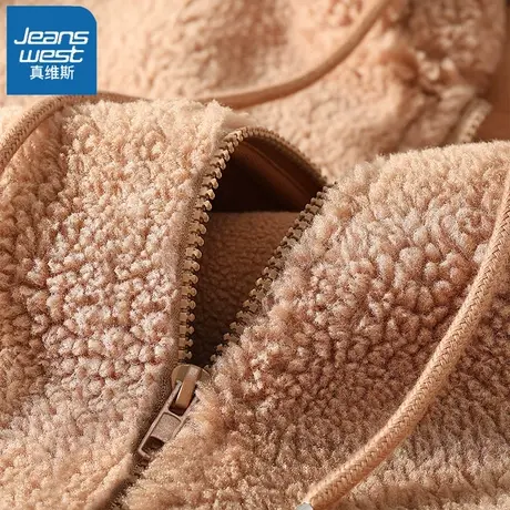 VR真维斯连帽开衫卫衣女秋冬季2023新款颗粒绒耳朵上衣中学生外套图片