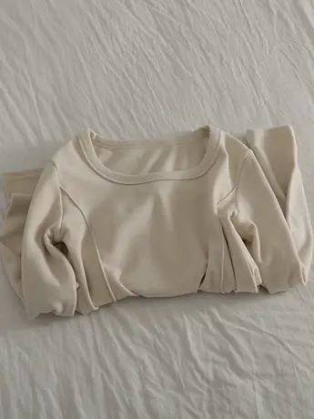 双面澳绒，秋冬hen保暖！修身显瘦短款拼接澳绒纯色打底衫上衣女商品大图