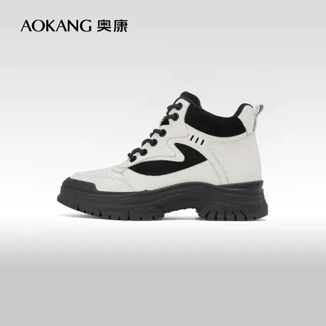 奥康女鞋 冬季新款时尚休闲工装靴运动户外登山机车靴子复古商品大图