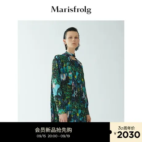 【意大利进口面料】玛丝菲尔2023年秋季新款时尚艺术印花连衣裙图片