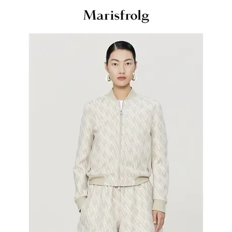 【3D立体提花】玛丝菲尔23春季新款菱形格棒球夹克小香风外套图片