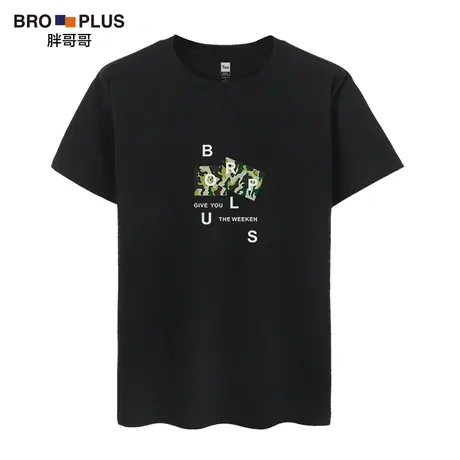 胖哥哥大码短袖T恤男加肥加大宽松夏季200斤胖子潮流印花短袖上衣图片