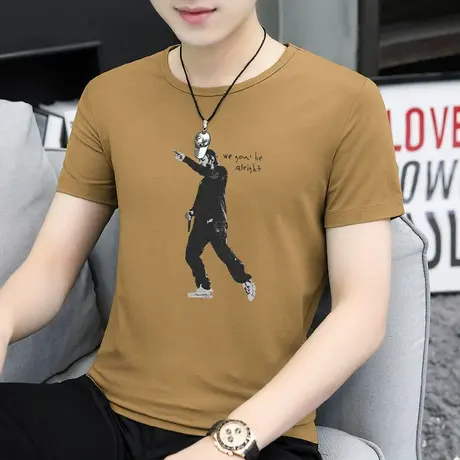 莫代尔短袖t恤男士潮牌夏季凉感速干冰丝半袖潮流百搭体恤上衣服图片