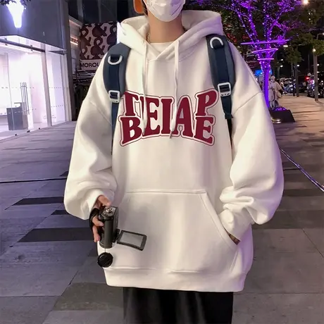 潮牌连帽卫衣男春秋季2024新款外套港风宽松vintage运动休闲上衣图片