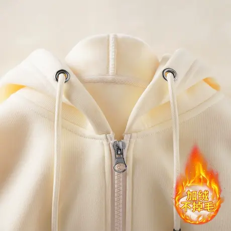 外套女加绒加厚秋冬上衣宽松拉链开衫卫衣冬季2023新款小个子冬装商品大图