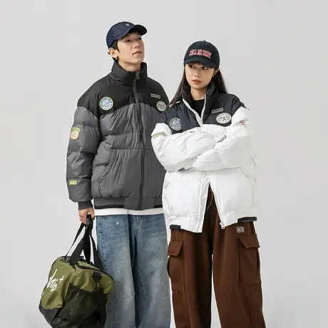 潮牌情侣装保暖棉服女加厚冬季外套2023年新款复古宽松面包服棉衣商品大图