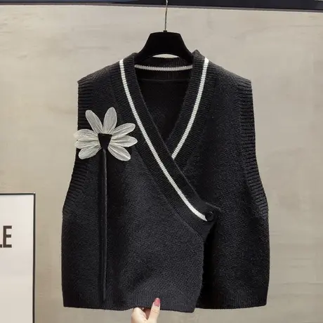 v领针织开衫马甲背心女2025春秋新款宽松外穿马夹叠穿毛衣坎肩潮商品大图