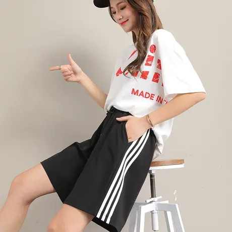 短裤女夏运动阔腿直筒2023新款休闲五分5分宽松ins潮高腰裤子外穿商品大图
