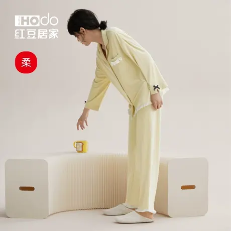 【柔柔棉】红豆睡衣女长袖春秋款可外穿超柔软秋季宽松家居服套装商品大图