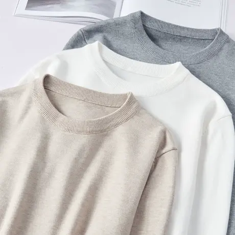 圆领毛衣男秋冬季加绒加厚男士打底衫长袖保暖内搭针织衫2025新款商品大图