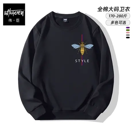 伟臣2022冬季新品男士大码圆领卫衣胖子加肥加大宽松加绒加厚上衣商品大图