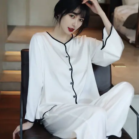 2023新款睡衣女春秋冰丝绸网红爆款性感高级感夏季薄款家居服套装图片
