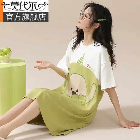 莫代尔睡裙女纯棉夏季韩版短袖套头可爱少女可外穿家居服2023新款图片