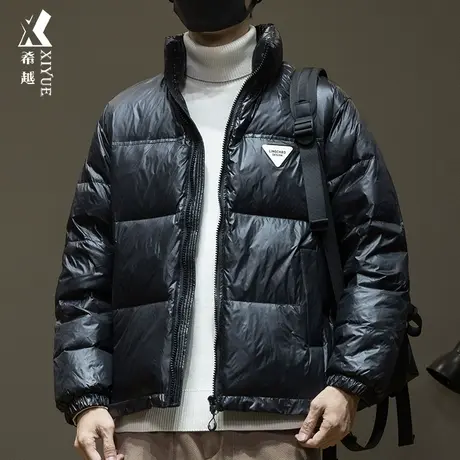 2023冬季保暖鸭绒立领羽绒服男宽松大码美式面包棉服加厚男士外套商品大图