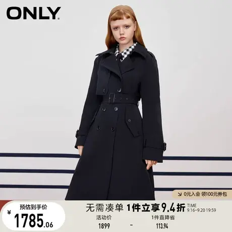 【买5免1】ONLY奥莱冬季气质百搭90白鸭绒长款风衣式羽绒服女商品大图