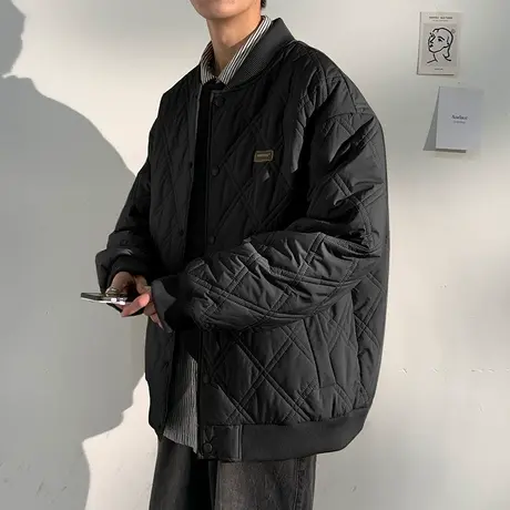 唐狮冬季棒球领格形棉衣棉服男装外套宽松加厚棉袄防寒服保暖潮流图片