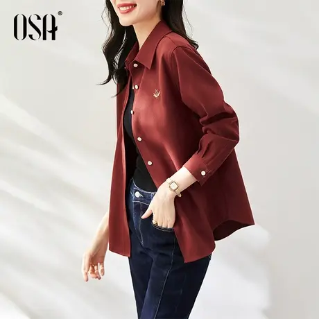 OSA欧莎法式刺绣衬衫外套春装女士2023年新款设计感小众衬衣上衣商品大图